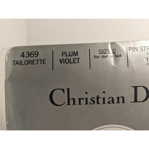 Christian Dior Tailorette 4369 Plum Violet Pin Stripe Texture Tights Size 2 NEW - Picture 4 of 12